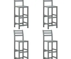 vidaXL Scaune de bar, 4 buc., gri, lemn masiv de acacia