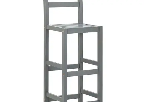 Scaune de bar, 4 buc., gri, lemn masiv de acacia - 2/5