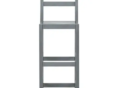 Scaune de bar, 4 buc., gri, lemn masiv de acacia - 3/5