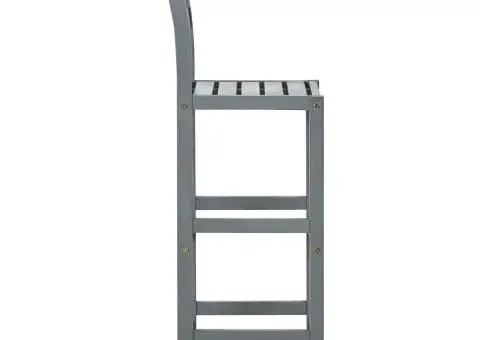 Scaune de bar, 4 buc., gri, lemn masiv de acacia - 4/5