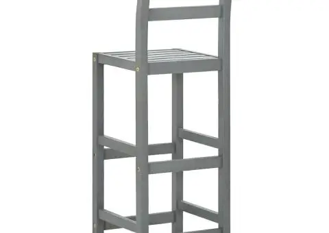 Scaune de bar, 4 buc., gri, lemn masiv de acacia - 5/5