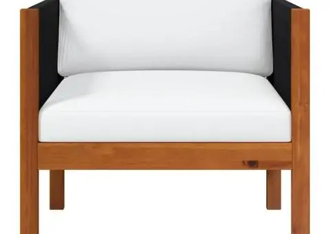 Scaun de grădină cu pernă, lemn masiv de acacia - 3/5