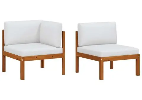 Set fotoliu de grădină 2 piese cu perne din lemn de salcâm și frânghie - 2/5