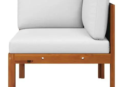 Set fotoliu de grădină 2 piese cu perne din lemn de salcâm și frânghie - 3/5