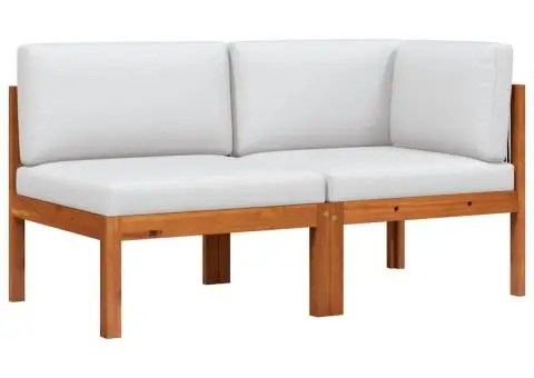 Set fotoliu de grădină 2 piese cu perne din lemn de salcâm și frânghie - 5/5