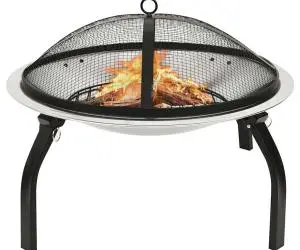 vidaXL Vatră de foc 2-în-1 cu grătar/vătrai, 56x56x49 cm, oțel inoxidabil