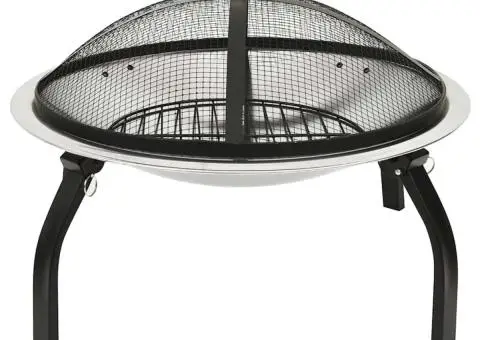 Vatră de foc 2-în-1 cu grătar/vătrai, 56x56x49 cm, oțel inoxidabil - 3/5