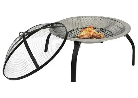 Vatră de foc 2-în-1 cu grătar/vătrai, 56x56x49 cm, oțel inoxidabil - 5/5