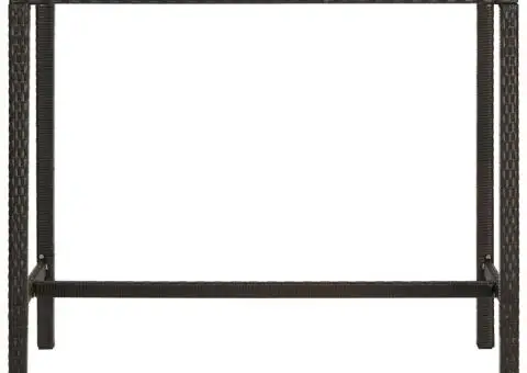 Masă de bar de grădină, maro, 130x60x110cm, poliratan și sticlă - 2/5