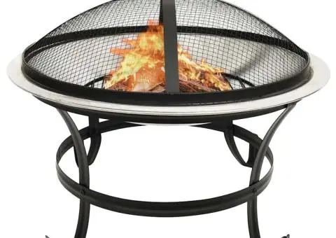 Vatră de foc 2-în-1 grătar/vătrai, 56x56x49 cm, oțel inoxidabil - 1/5