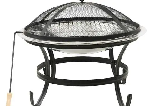 Vatră de foc 2-în-1 grătar/vătrai, 56x56x49 cm, oțel inoxidabil - 2/5