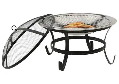 Vatră de foc 2-în-1 grătar/vătrai, 56x56x49 cm, oțel inoxidabil - 3/5