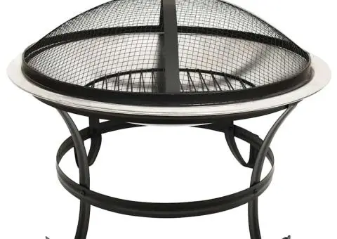 Vatră de foc 2-în-1 grătar/vătrai, 56x56x49 cm, oțel inoxidabil - 4/5