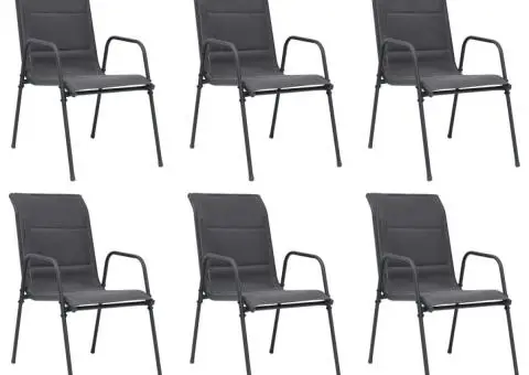 Scaune grădină stivuibile, 6 buc., antracit, oțel & textilenă - 1/5