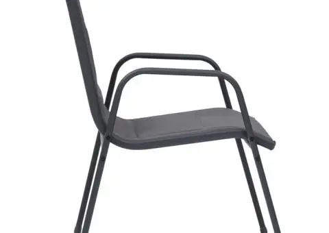 Scaune grădină stivuibile, 6 buc., antracit, oțel & textilenă - 3/5