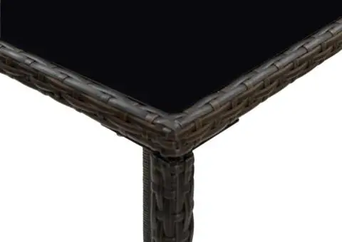 Masă de bar de grădină, maro, 70x70x110 cm, poliratan și sticlă - 5/5