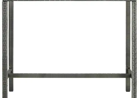 Masă de bar de grădină, gri, 130x60x110 cm, poliratan și sticlă - 2/5