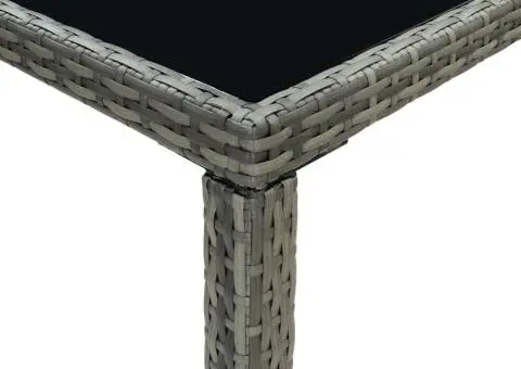 Masă de bar de grădină, gri, 130x60x110 cm, poliratan și sticlă - 5/5