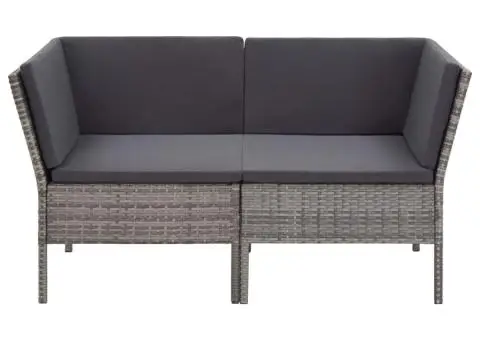 Set mobilier de grădină cu perne, 6 piese, gri, poliratan - 4/5