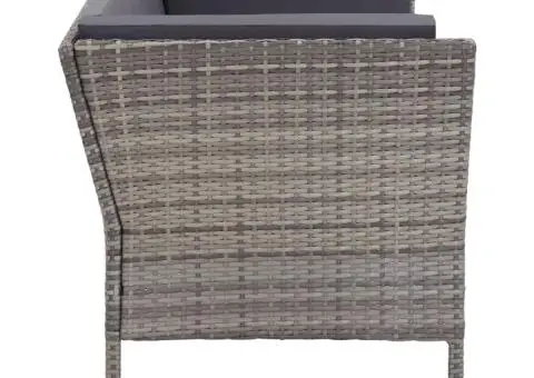 Set mobilier de grădină cu perne, 6 piese, gri, poliratan - 5/5