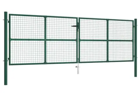 Poartă de grădină din plasă, verde, 390 x 125 cm, oțel - 1/5