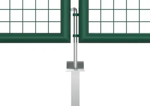 Poartă de grădină din plasă, verde, 390 x 125 cm, oțel - 4/5