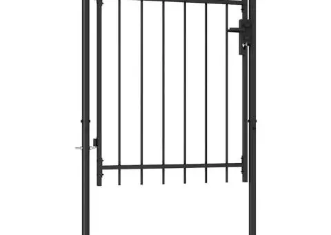 Poartă de gard cu o ușă, vârf arcuit, negru, 1 x 1,2 m, oțel - 2/5