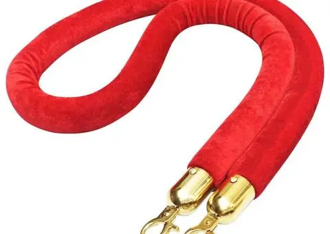 Cordon de delimitare pentru stâlpi, roșu și auriu, catifea - 2/5