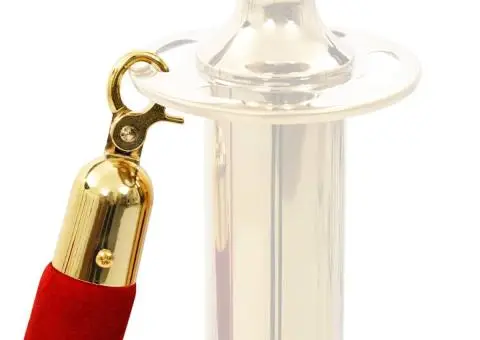 Cordon de delimitare pentru stâlpi, roșu și auriu, catifea - 3/5