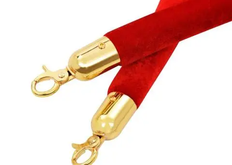 Cordon de delimitare pentru stâlpi, roșu și auriu, catifea - 4/5