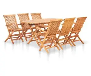 vidaXL Set mobilier de exterior pliabil, 7 piese, lemn masiv de tec