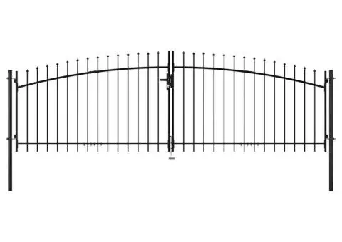 Poartă de gard cu două uși, cu vârfuri de suliță, 400 x 200 cm - 2/5