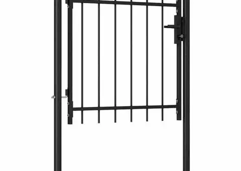 Poartă de gard cu o ușă, vârf ascuțit, negru, 1 x 1 m, oțel - 2/5