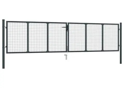 Poartă de grădină din plasă, gri, 400 x 150 cm, oțel galvanizat - 2/5