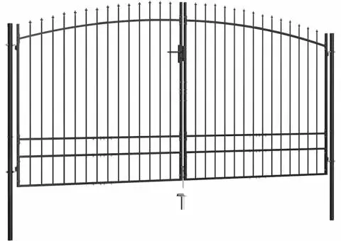Poartă de gard cu două uși, cu vârfuri de suliță, 400 x 248 cm - 1/5