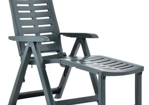 Șezlong pliabil, verde, plastic - 1/5