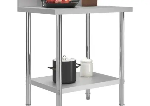 Masă de lucru bucătărie bordură antistropire 80x60x93 cm oțel - 2/5