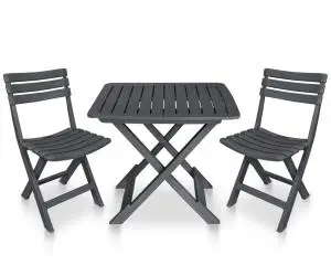 vidaXL Set mobilier de bistro pliabil, 3 piese, antracit, plastic