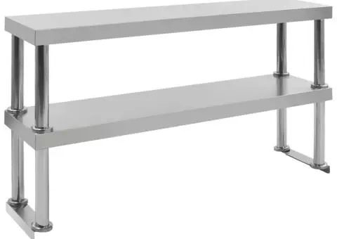 Raft masă de lucru cu 2 niveluri, 120x30x65 cm, oțel inoxidabil - 1/5