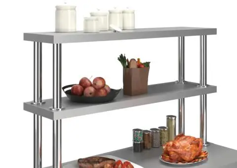 Raft masă de lucru cu 2 niveluri, 120x30x65 cm, oțel inoxidabil - 2/5