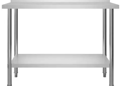 Masă de lucru bucătărie bordură antistropire 120x60x93 cm oțel - 3/5