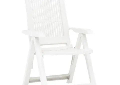 Scaune de grădină rabatabile, 2 buc., alb, plastic - 2/5