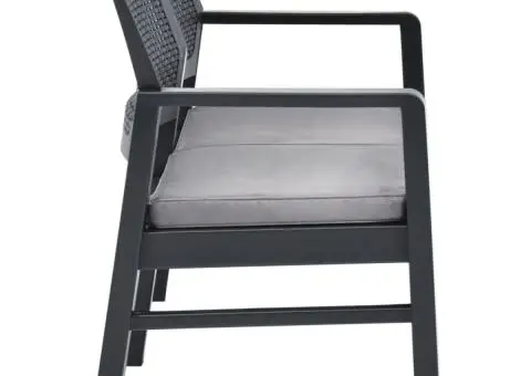Bancă de grădină de 2 locuri cu perne, antracit, 120cm, plastic - 3/5
