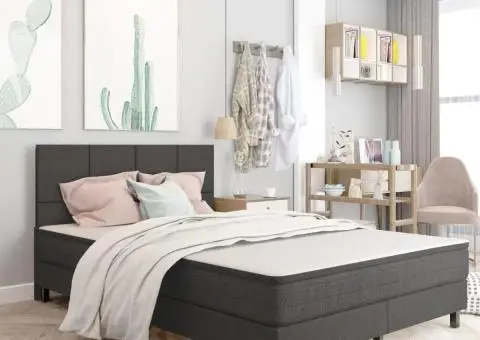 Tăblie de pat, gri închis, 180 x 200 cm, material textil - 2/5