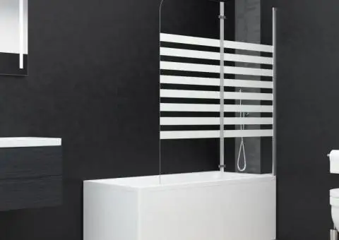 Cabină de baie, 120 x 140 cm, sticlă securizată, dungi - 1/5