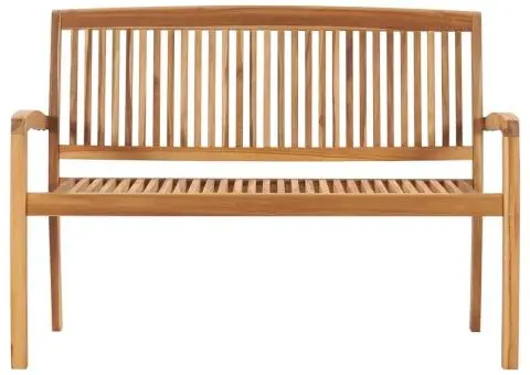 Bancă grădină stivuibilă, 2 locuri, 128,5 cm, lemn masiv de tec - 2/5