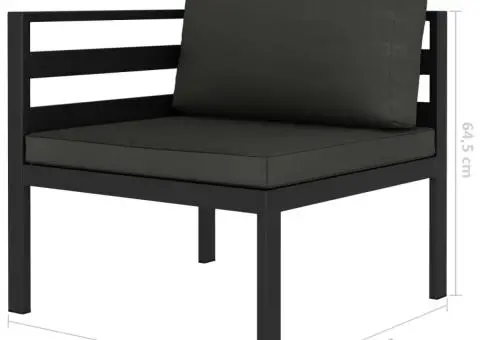 Set mobilier de grădină cu perne, 4 piese, antracit, aluminiu - 4/5