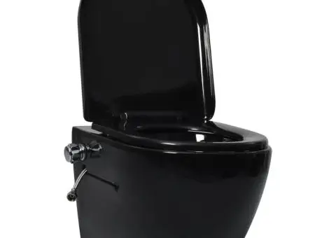 Vas WC suspendat fără ramă cu funcție de bideu, negru, ceramică - 2/5