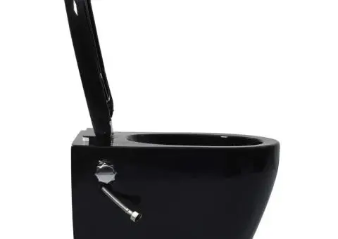 Vas WC suspendat fără ramă cu funcție de bideu, negru, ceramică - 5/5