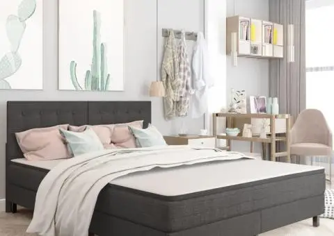 Tăblie capitonată, gri închis, 160 x 200 cm, material textil - 1/5